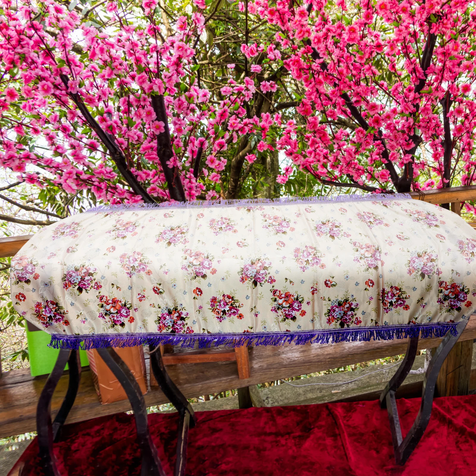 

Piano Dust Cover Golden Velvet Flower Pattern Durable Guzheng Cloth Protects from Scratches Easy to Store Foldable Musical