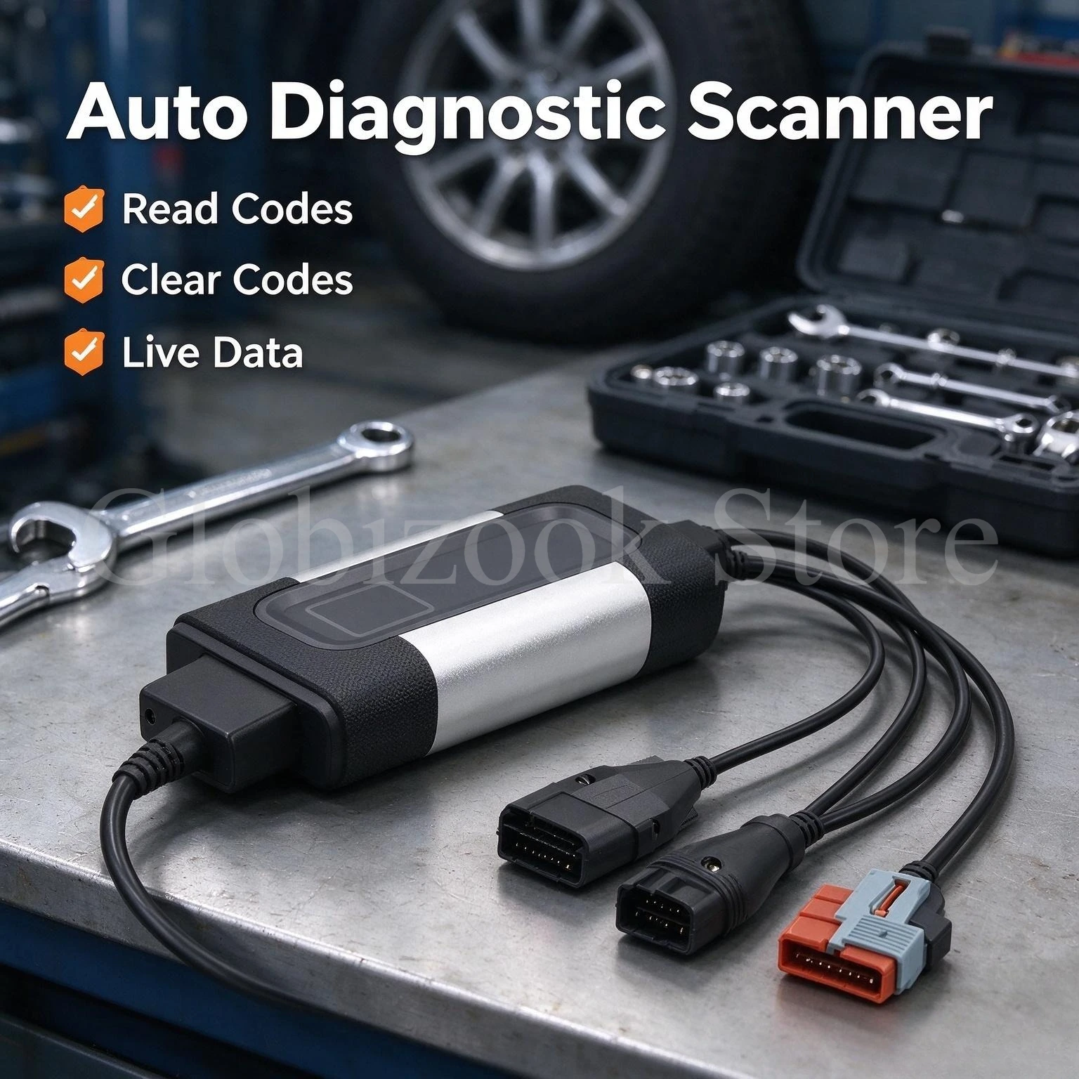 Scanner Diagnostico Auto OBD2 Set Completo 8 Cavi Lettore di Codici Auto Rilevatore di Guasti del Veicolo Lettura Dati in Tempo Reale Cancellazione Codici per Riparazione Auto Uso in Officina