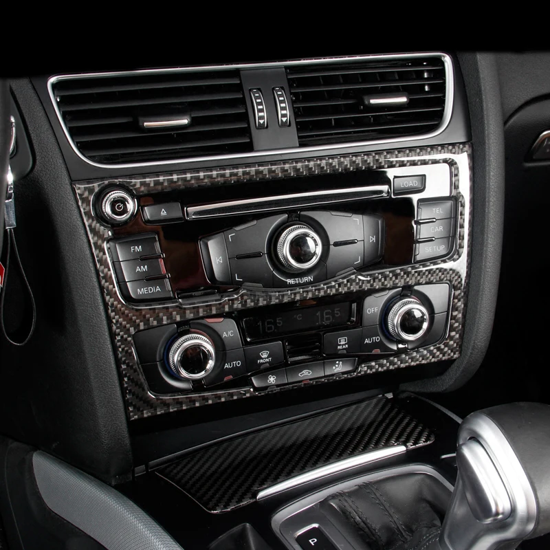 Carbon Fiber Center Console Air Conditioning CD Panel Cover Trim Frame Sticker Auto Accessories For Audi A4 B8 A5 S4 Car Styling