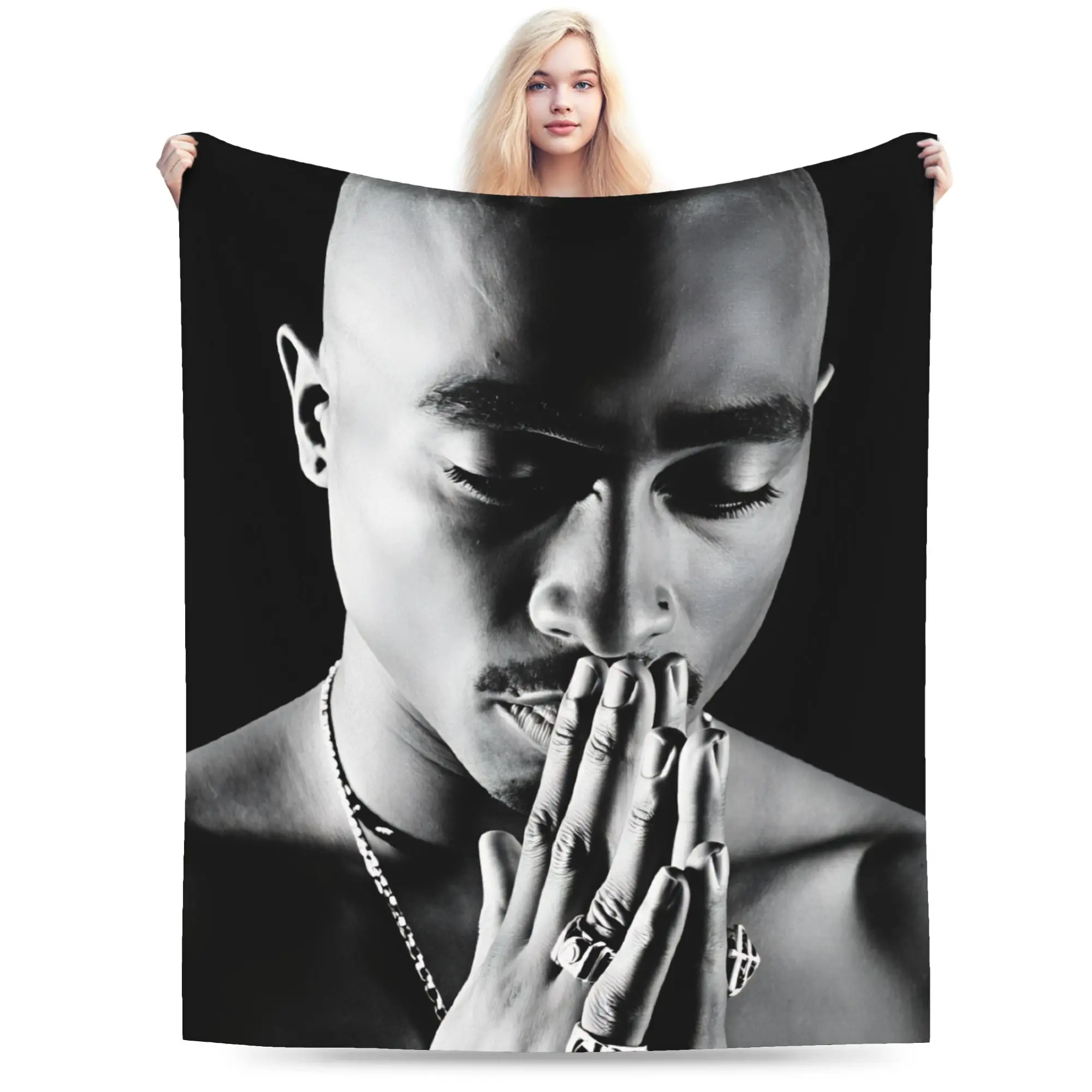 Rapper Tupacs Flannel Blankets Winter  Warm Soft Bedding Throws for Kids Home Decor Street Trend Bedspread Sofa Bed Cover
