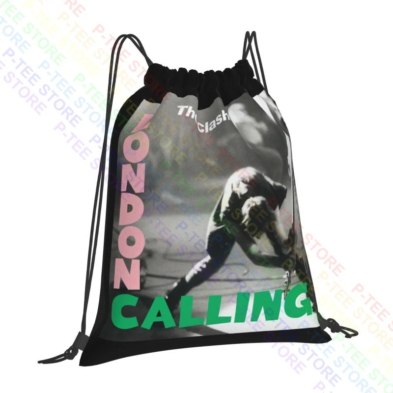 Clash London Calling Drawstring Bags Gym Bag Travel Softback Storage Bag Clothes Backpacks