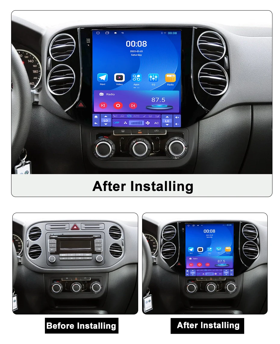 For Tesla Style Vertical IPS Screen For VW Volkswagen Tiguan 2010-2016 Android 13 Car Radio Multimedia Player GPS Stereo Carplay