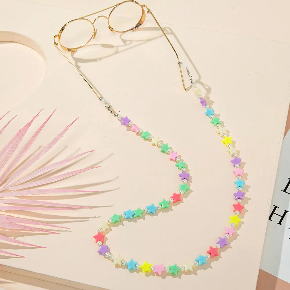 String Plastic Strap Acrylic Eyewear Accessories Beaded Rainbow Mask Rope Mask Anti-lost Lanyard Glasses Rope Glasses Chain