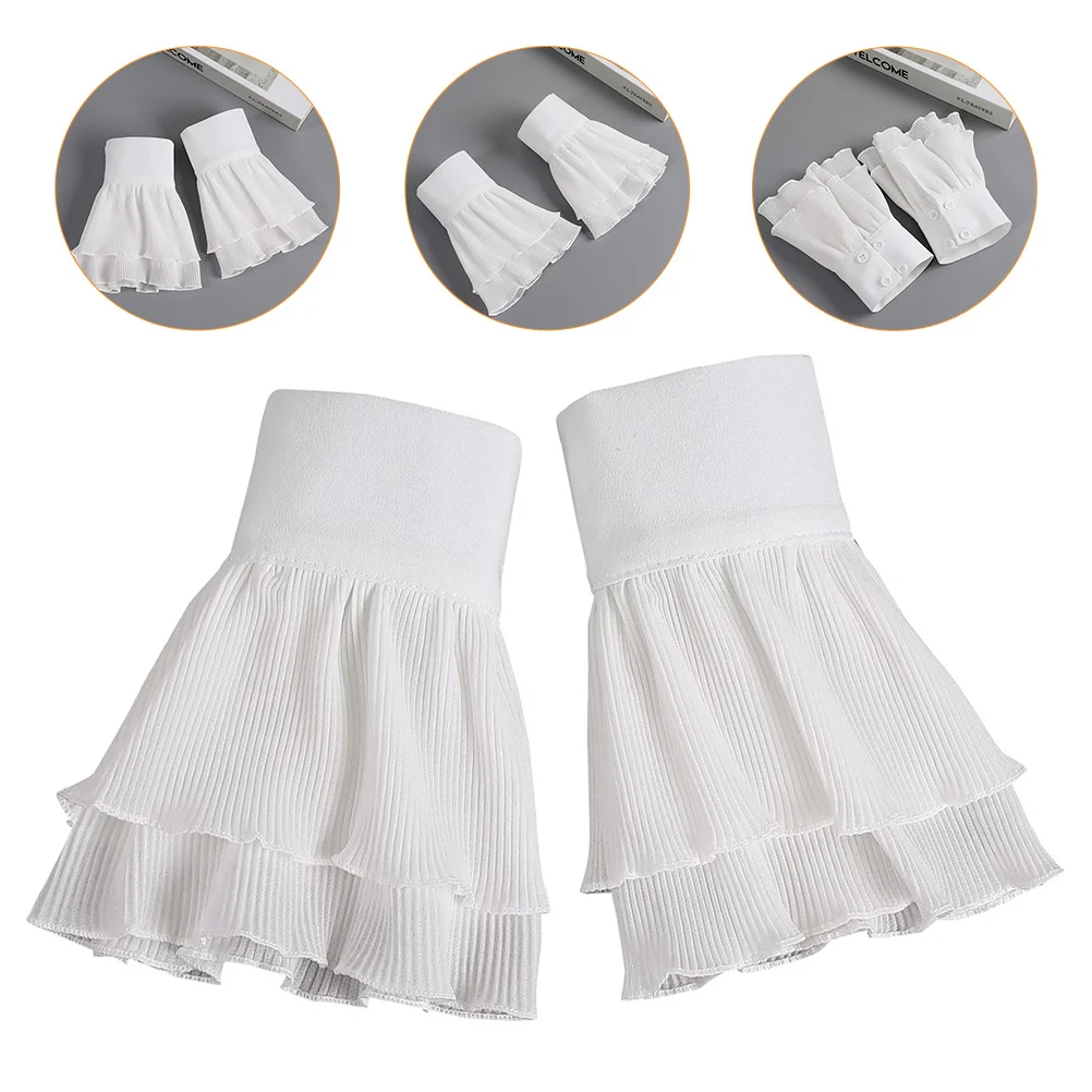 

1Pair Chiffon Wrist Cuffs Detachable Decorative Fake Shirt Sleeves Cuffs Clothing Accessories for Women Casual Outfits