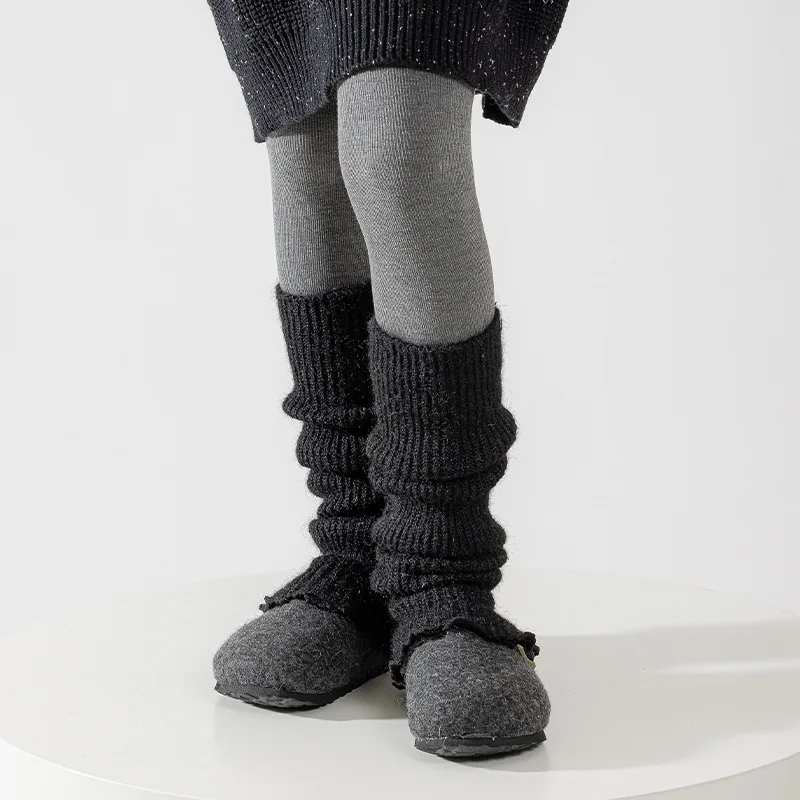 

Гетры для девочек, зимние вязаные шерстяные полиэстеровые толстые термосапоги с манжетами, штабелируемые носки с рюшами для девочек-подростков, гетры для теленка