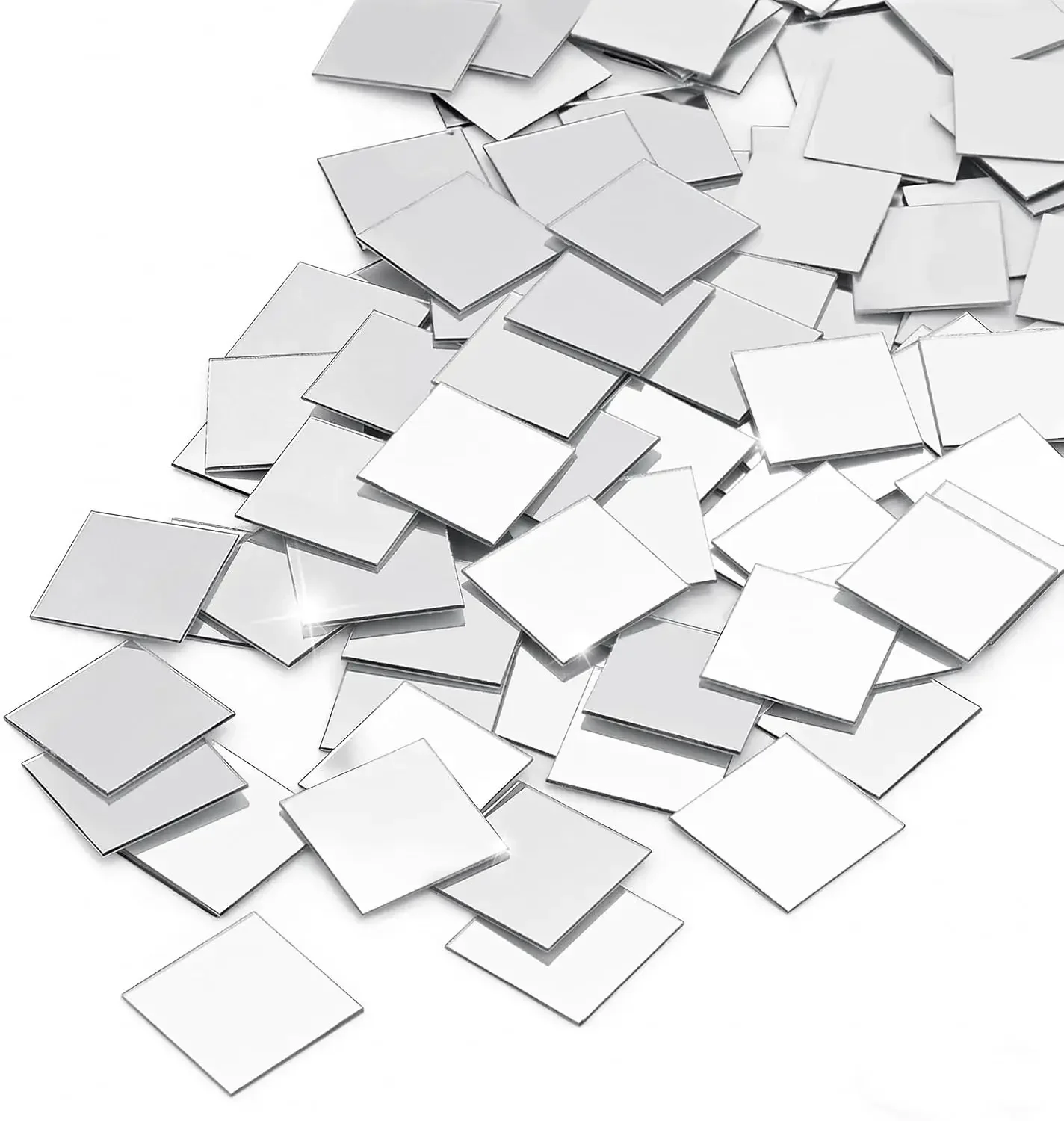 300Pcs Mini Square Craft Mirrors Mosaic Tiles, Unltra Thin Acrylic Craft Mirror Sheets Wall Stickers Mosaic Pieces Self-Adhesive