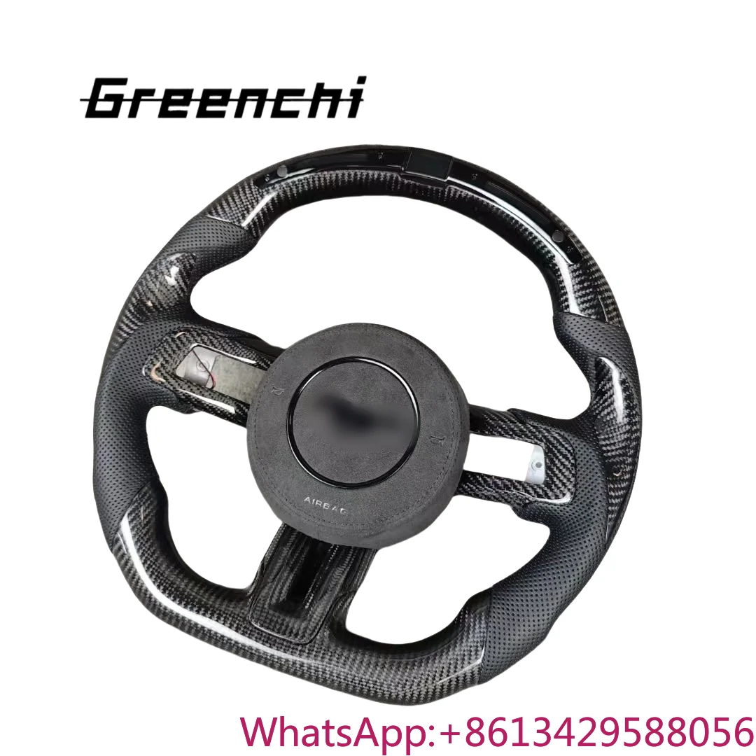 

For Ford Mustang LED Sports Lights Carbon Fiber Steering Wheel