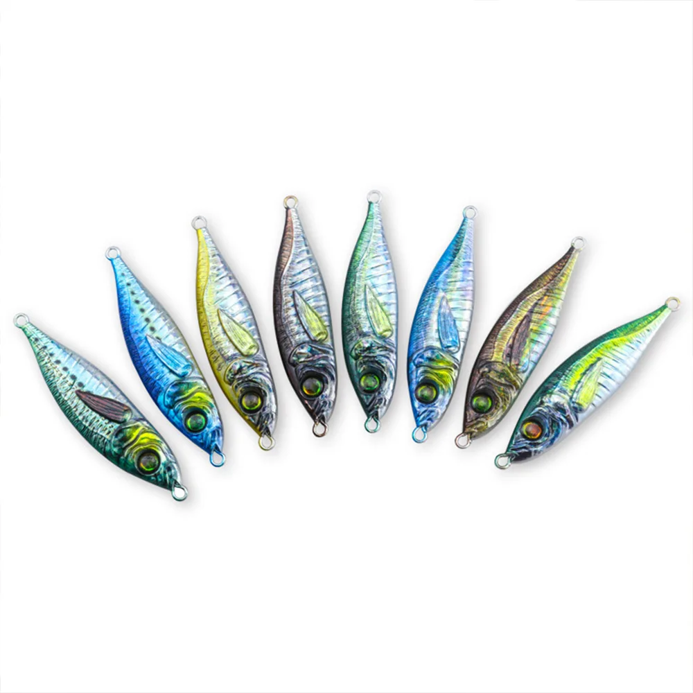 Rattle Sea Fishing Metal Jig 7g-80g 3D Fishing Lure Little Jack Bass Fish Bait Tackle Trout Jigging Lure Jigs Saltwater Lures