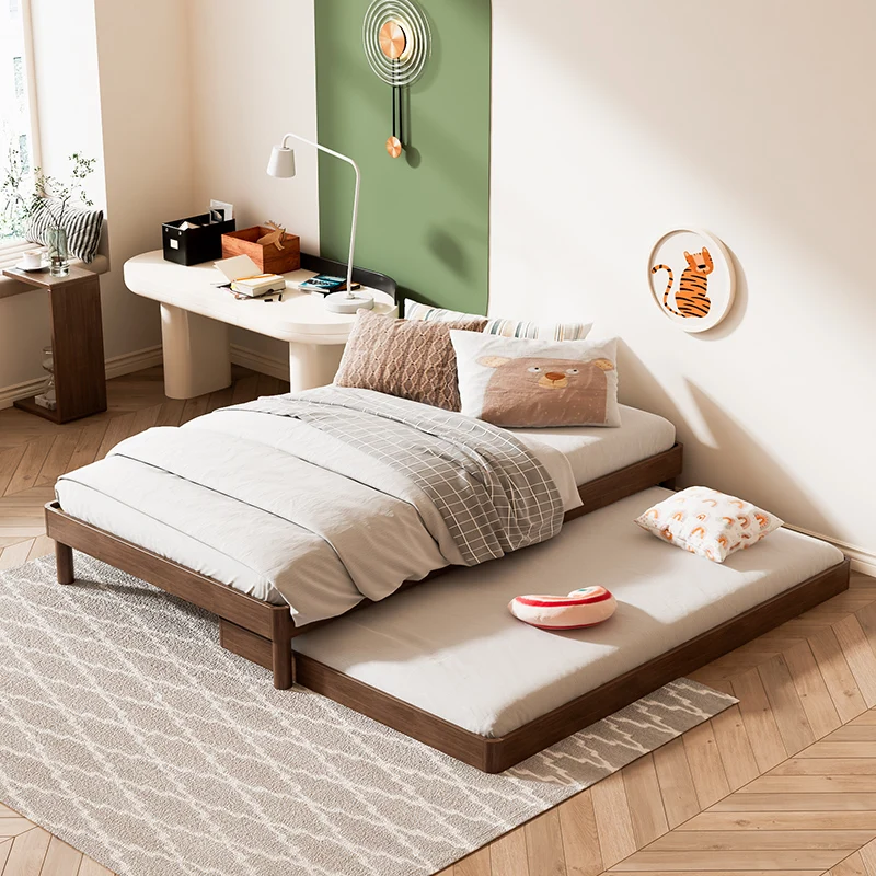 

Solid wood Montessori children's bed, Japanese-style floor bed, floor-to-ceiling tatami, single floor pull-out