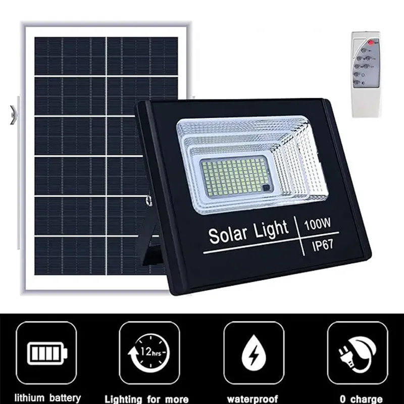 Zonne-Energie Schijnwerpers Outdoor Ip67 Waterdichte Zonne-Energie Lamp Afstandsbediening Energiebesparing Tuin Multifunctionele Sensor Schijnwerper