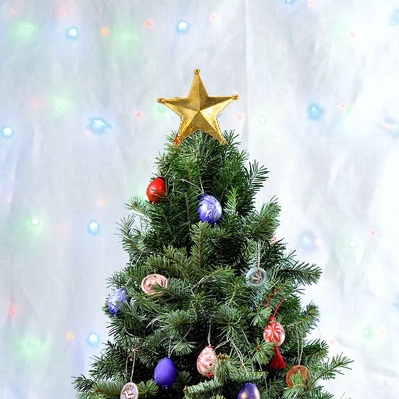 Mini sapin de Noël doré, étoile dégradée, décorations de gâteau, ornement flash, 50 pièces