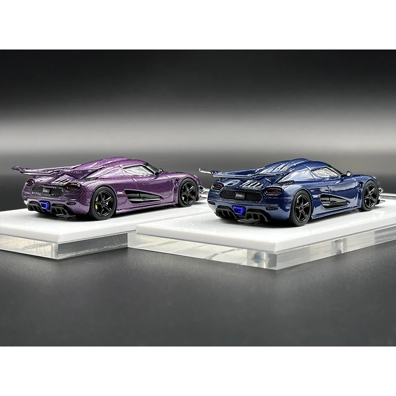 HKM In Stock 1:64 Agera One 1 Blue Purple Carbon Grain Diecast Diorama Car Model Collection Miniature Carros Toys