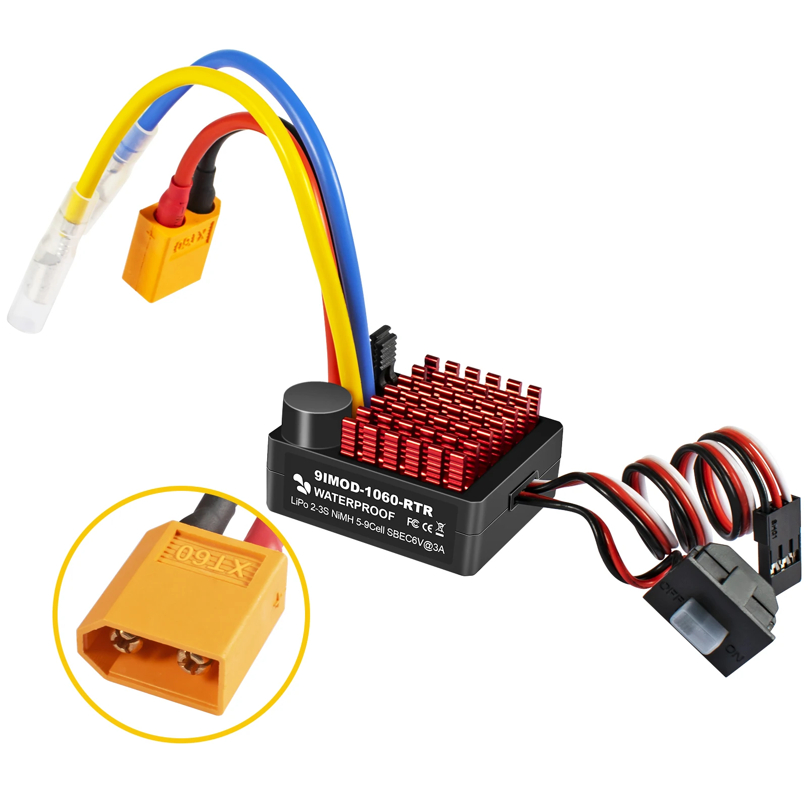 9IMOD 1060 RTR 60A نحى ESC وحدة تحكم السرعة الإلكترونية مقاوم للماء BEC 6V3A ل 1/10 مقياس محوري SCX10 TRX4 TRX6 D9 2-3S يبو #4