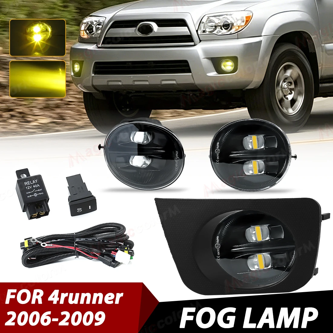 

Car LED Fog Lamps For Toyota 4 Runner 2006 2007 2008 2009 Daytime Running Lights DRL Front Bumper Headlights White Yellow 12V