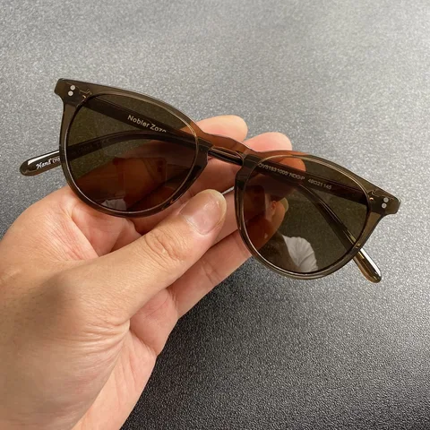 Retro High Street Round Sunglasses for men and women UV Protection uv400 Glasses Acetate frame Color Lens Prescription sunglasse