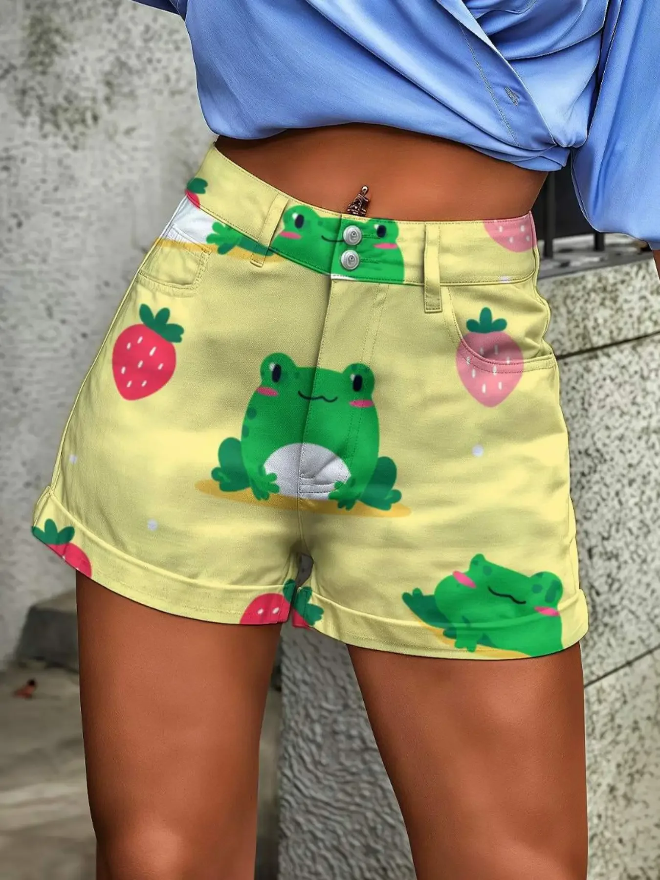 

New Women's Retro Denim Shorts - High Waist Loose Short, Various Exquisite Patterns, Retro style straight tube design Shorts,