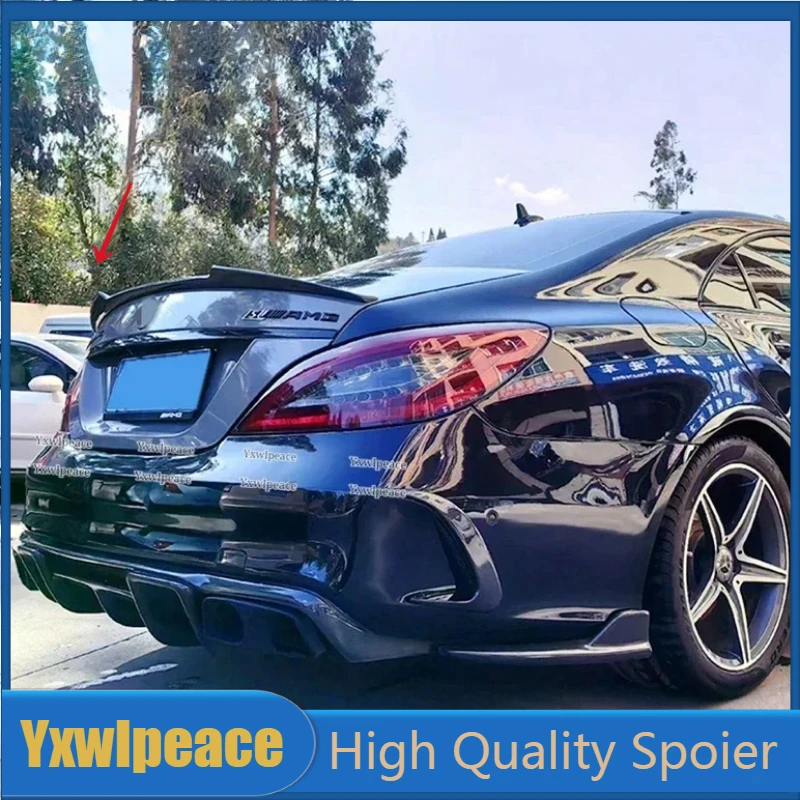 

For Mercedes-Benz CLS C218 W218 CS Style Real Carbon Fiber /FRP Black Rear Trunk Lip Spoiler Wing 2011-2017 CLS 350 500 53 63