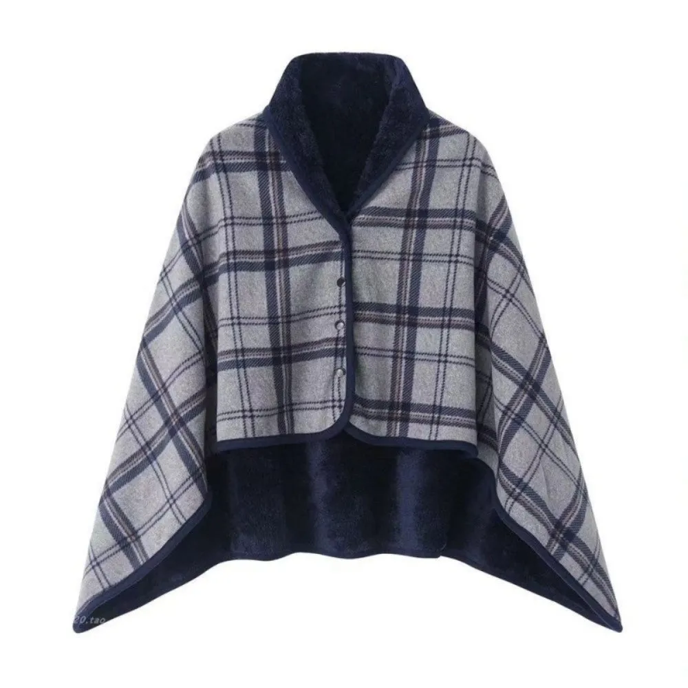 Flannel Material Wearable Blanket Button Closure Soft Texture Shawl Blanket Plaid Pattern Lightweight Throw Blanket Napping Time
