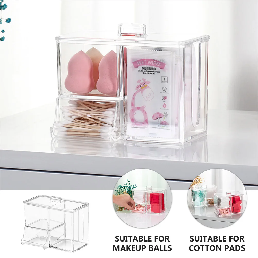 

1Pcs Dustproof Makeup Storage Box Multi-Layer Organizer for Cotton Swabs Pads Desktop Sundries Container Cotton Swab Storage Box