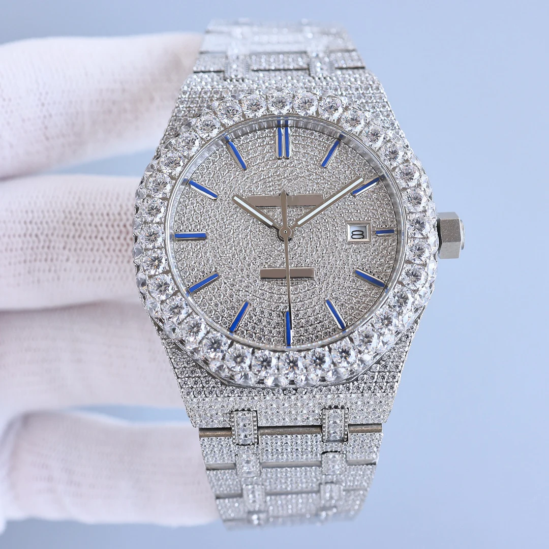 Hip-hop Style Fashion Rapper Diamond Moissanite Custom Luxury Watch With Customizable Logo Mechanical Waterproof Watch