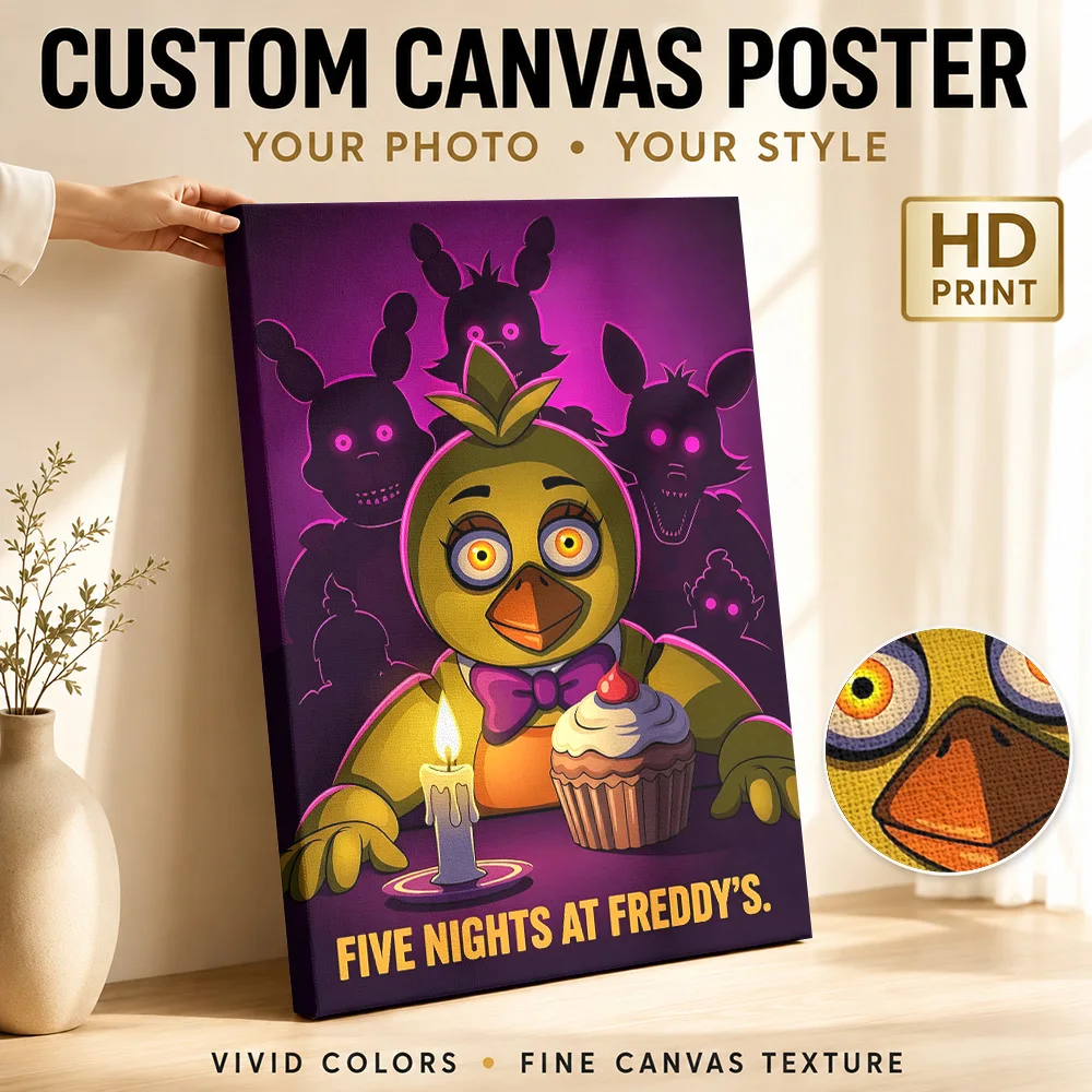 Five Nights At Freddys Chica Canvas Painting Posters Digital Style Wall Art With Personalized Photo For Teen Room Ideal Fan Gift