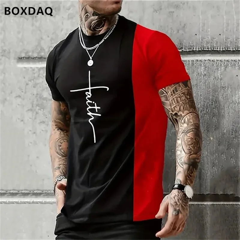 Trend Men's T-Shirts Letter Print High Quality O-Neck Tee Everyday Casual Clothing Sports Fitness Oversized Tops 6XL Plus Size