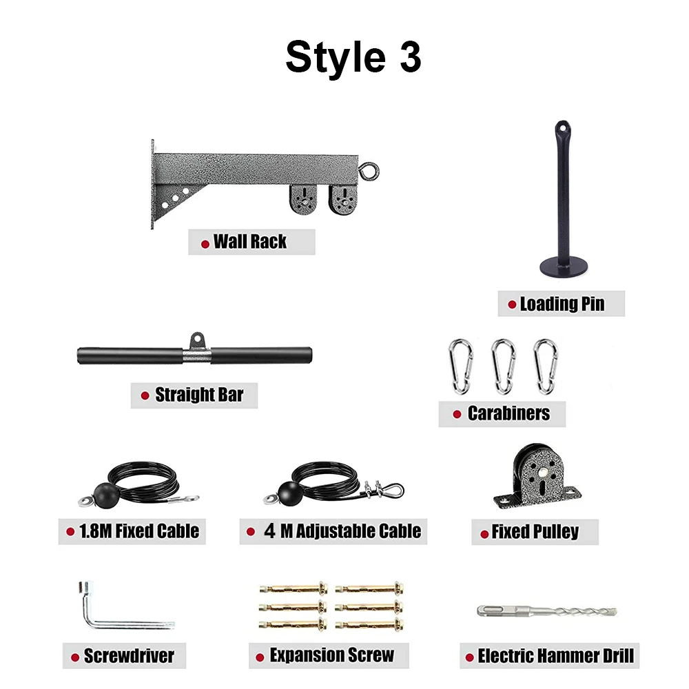An der Wand montiertes DIY-Riemenscheiben-Kabel-Maschinenbefestigungssystem, Bizeps, Trizeps, Krafttraining, Sport, Workout, Fitnessgeräte-Set – Detail 8
