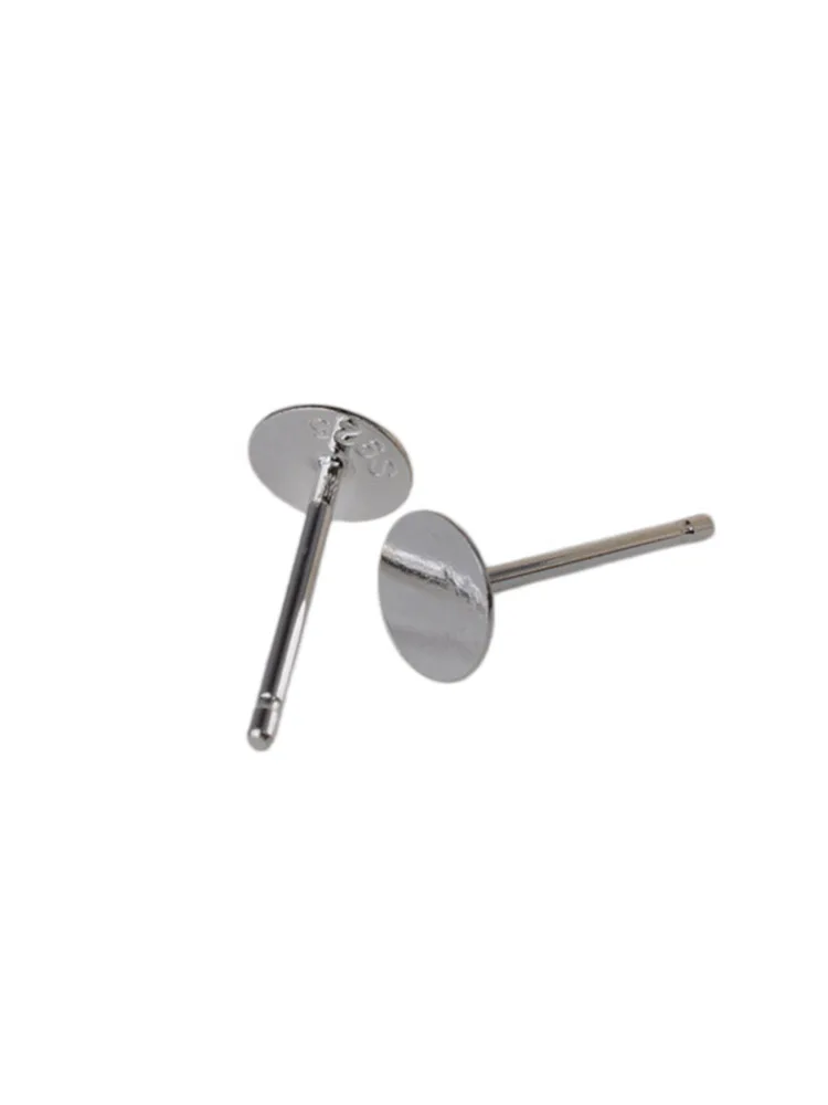 925 Sterling Silver Earring Post with Flat pad Head,3/4/5/6mm Pad. Earring Findings for Jewelry Making ,1pair