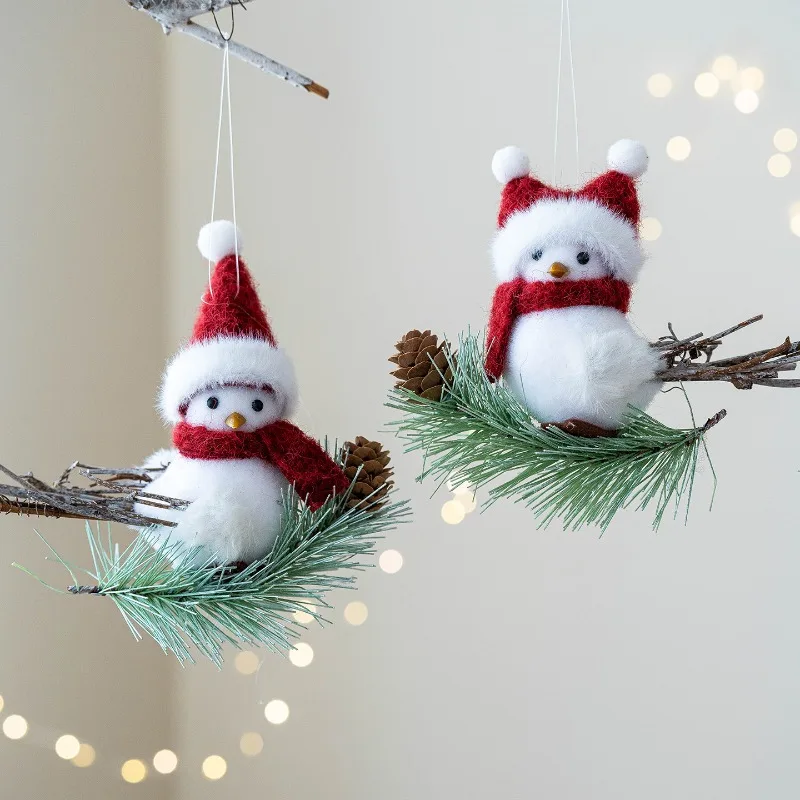 

Christmas Pendant Plush Bird Christmas Tree Pendant DIY Vertical Pendant Family Christmas Atmosphere Decoration New Year Gift