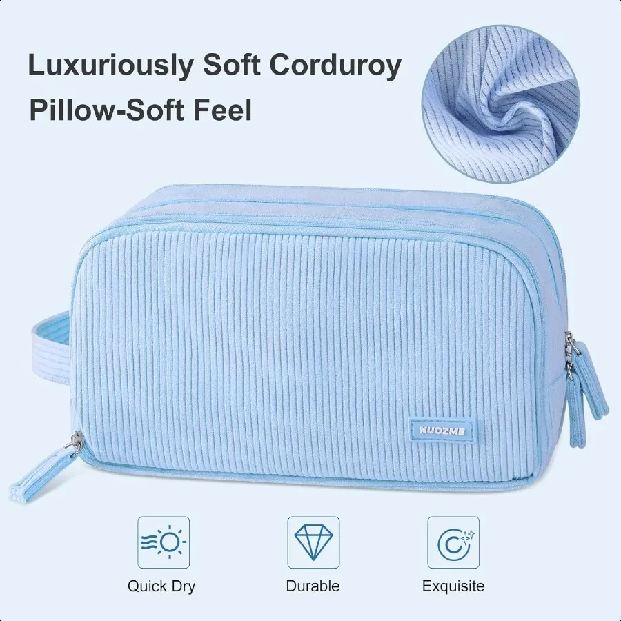 Estuche para lápices con 3 compartimentos, capacidad Extra grande, estuche para lápices escolares con asa fácil, estuche para lápices de pana suave, pl estético