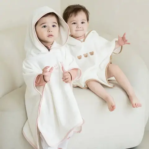 Baby Bath Towel Hooded Winter Warm Soft Coral Velvet Child Bathrobe Cute Cartoon Animal Toddler Sleeping Swaddle Wrap Blanket