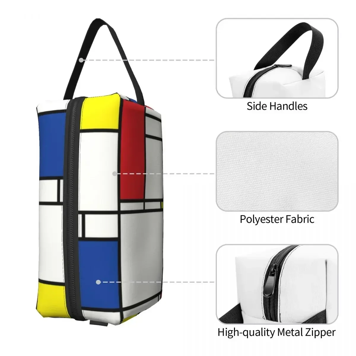 Travel Piet Mondrian Minimalist De Stijl Toiletry Bag Fashion Modern Art Makeup Cosmetic Organizer Beauty Storage Dopp Kit Case