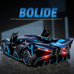 Модель спортивного автомобиля Bugatti Bolide, 1:24, Литые и игрушечные автомобили, модель металлического автомобиля, имитация звусветильник, детский подарок