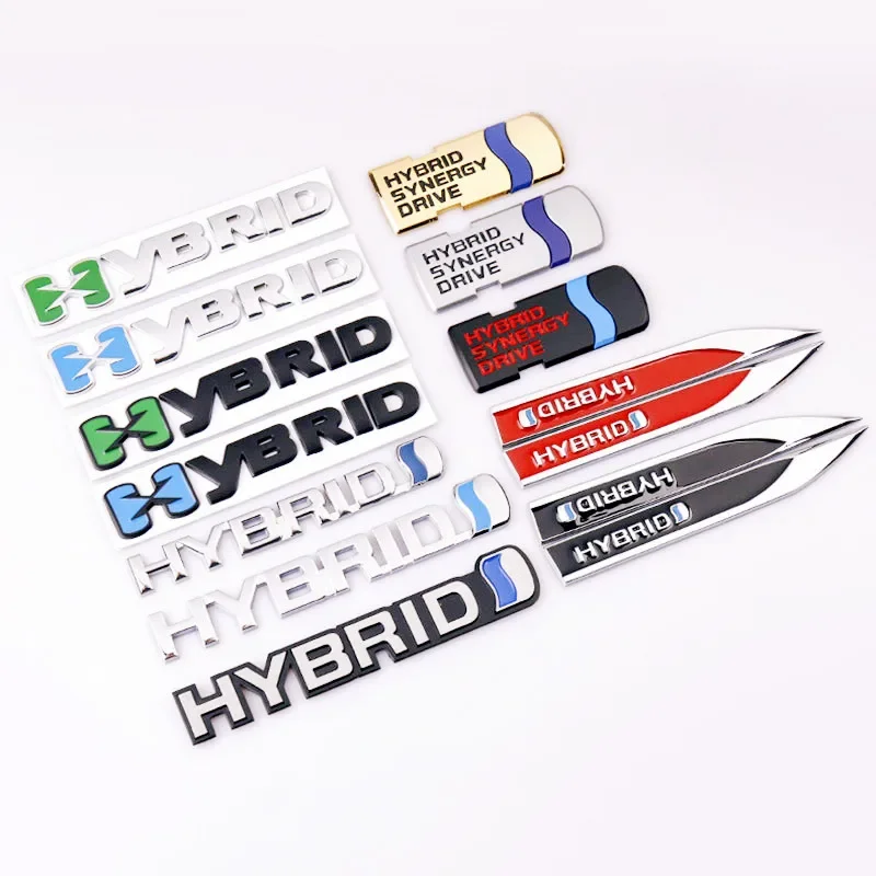 

3D Metal HYBRID Logo Rear Trunk Emblem Badge Side Fender Sticker Decals For Toyota Prius Rav4 Camry Prius Crown Auris TRD