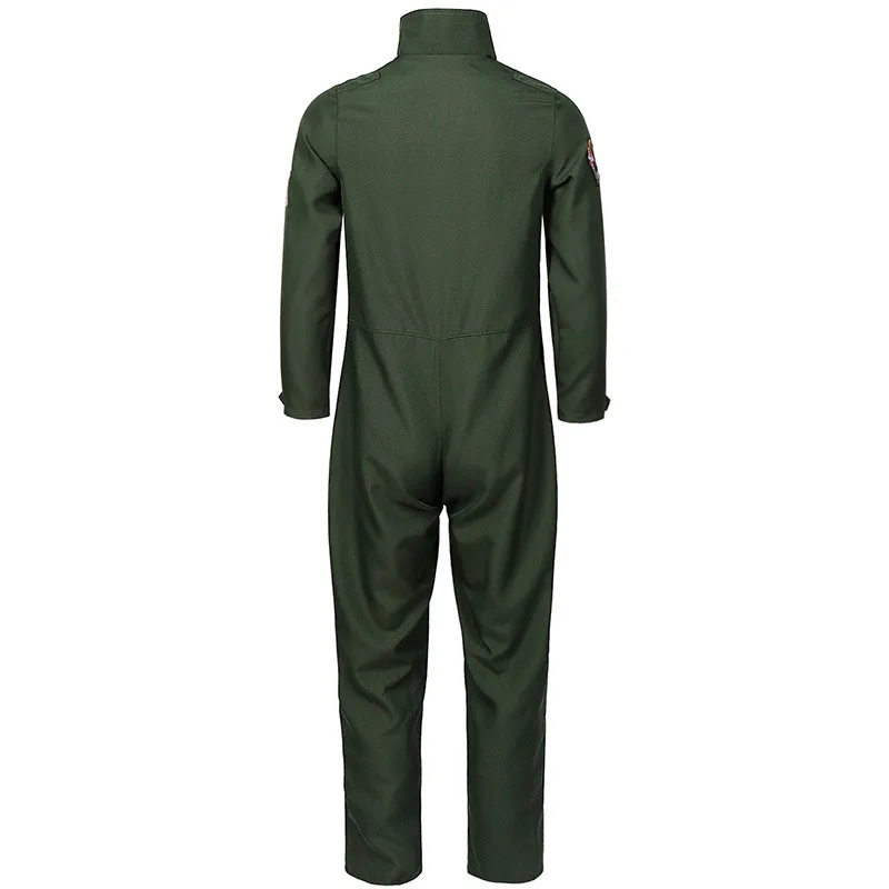 Adult Kids Fighter Pilot Costume Air Force Flight Suit Roleplay with Aviator Accessories Men Army Green Military Pilot Jumpsuit - Image 4