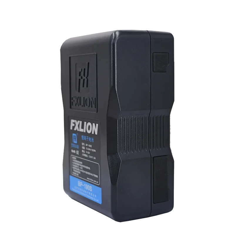 Fxlion BP-190S 14.8V/190wh V-Mount USB-A d-tap Battery and 2 1pin sockets. 5 level power indicator for camera light battery