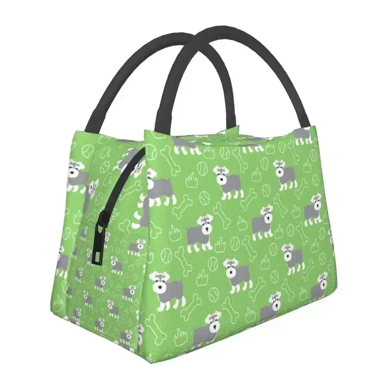 Miniature Schnauzer Pattern Insulated Lunch Bags for School Office Leakproof Cute Dog Thermal Cooler Bento Box Women