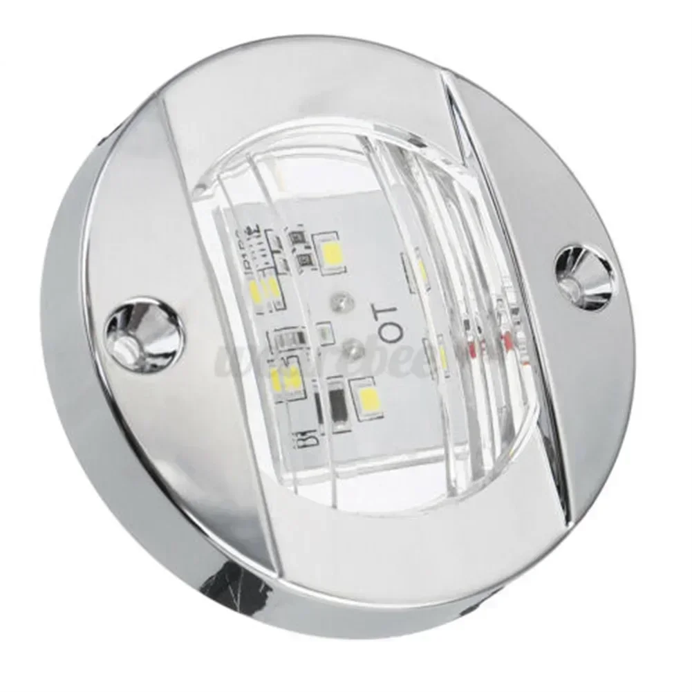 Luz de popa, luz de marcador, barco marino, redonda, impermeable, blanca, 147LM, 1 Uds., accesorios ABS, luz de cortesía azul/blanca