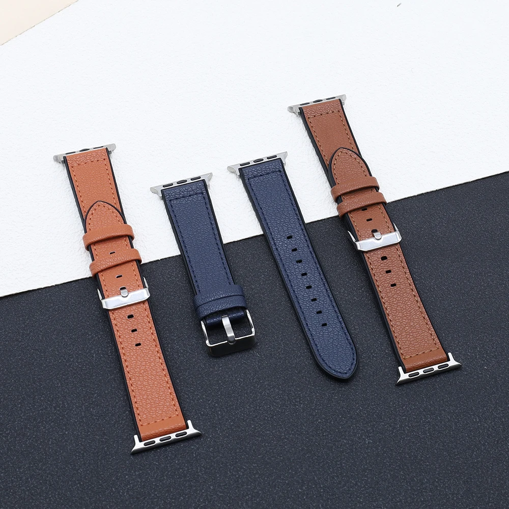 สร้อยข้อมือสําหรับ Apple Watch สาย 49 มม.45 มม.41 มม.44 มม.40 มม.42 38 มม.สายหนังสังเคราะห์ทนทาน iWatch Ultra Serie 9 4 5 SE 6 7 8