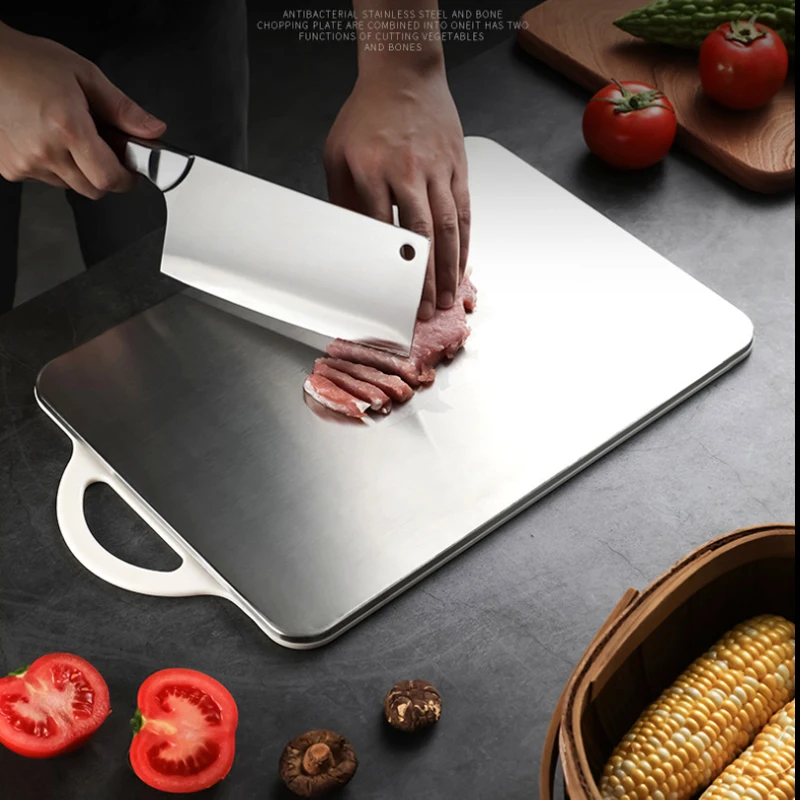 39*28*1.2cm Stainless Steel Double-Sided Cutting Board, PP Plastic, Anti-mildew, 304