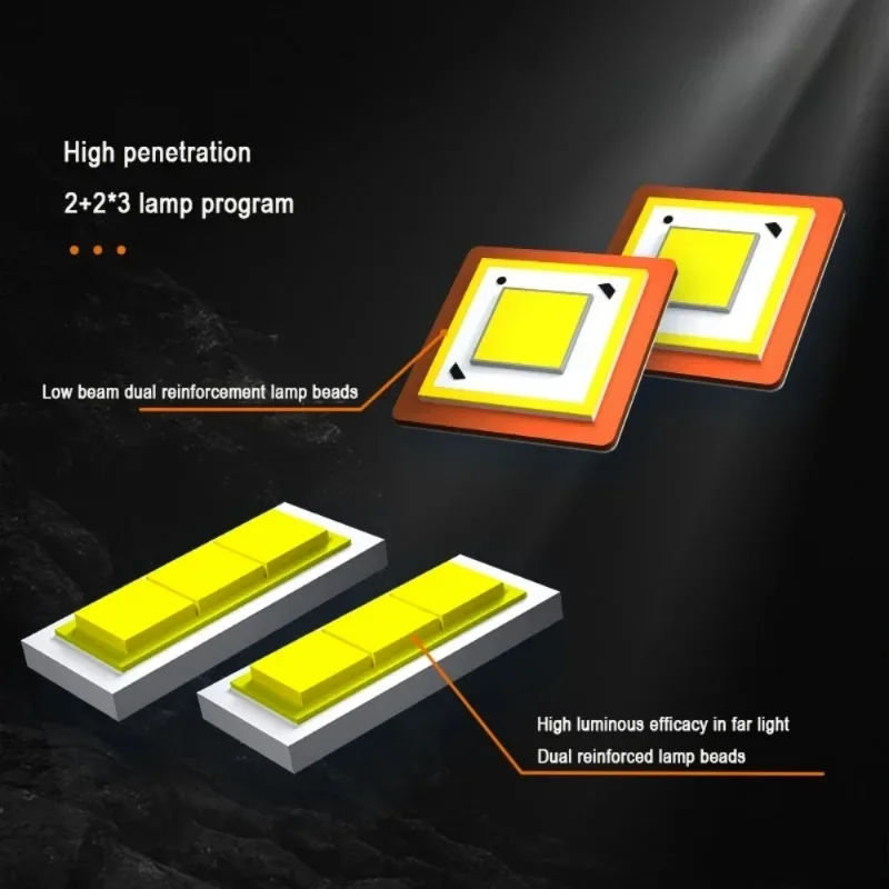 【الأكثر مبيعًا】جهاز عرض صمام ثنائي باعث للضوء منخفض الشعاع عالي الشعاع Aozoom أصفر 3 مصابيح ضباب #4