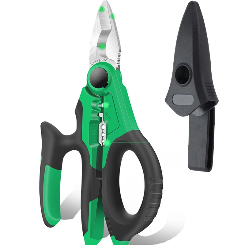 

7 Inch Electrician Scissors Stainlesse1.5-4mm2 Wire Cutter Stripping Professional Cable Cutting Terminal Crimping tool