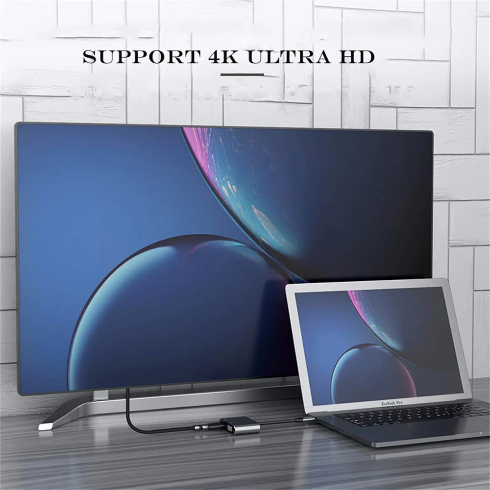 4K Type C to HDMI-compatible USB C 3.0 VGA PD Adapter Dock Hub for Macbook Samsung S20 Dex for Huawei Xiaomi