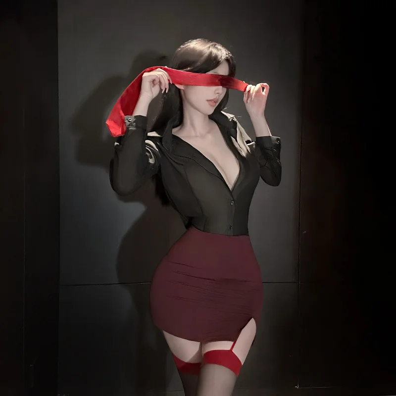 

High intelligence secretary professional shirt, private underwear, office OL, hip hugging skirt