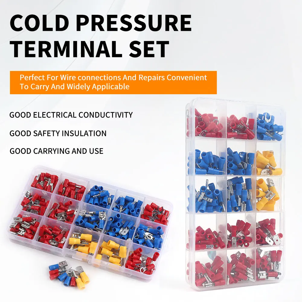 280PCS Cold Crimp Terminals Kit Boxed Male And Female Insulated Electrical Wire Connector Mini Quick Wiring Terminal Block Set