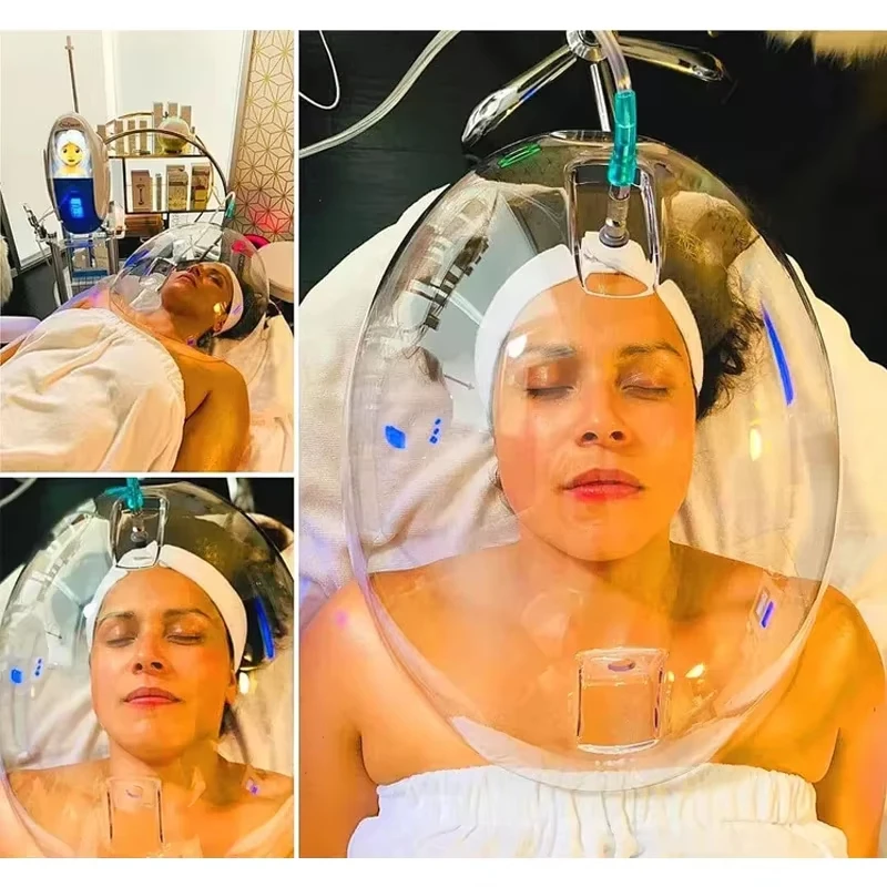 2Portable O2toderm Skin Care Skin Rejuvenation Mouisture Acne Removal Water Peeling Oxygen Dome Facial Therapy Machine With Mask