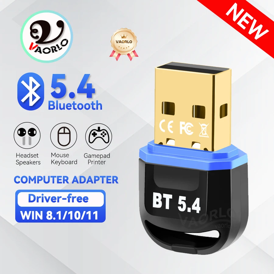 

USB Bluetooth 5.4 Transmitter Wireless Adapter Compatible with Win 11/10/8.1 Laptop for Wireless Mouse Keyboard Bluetooth headse
