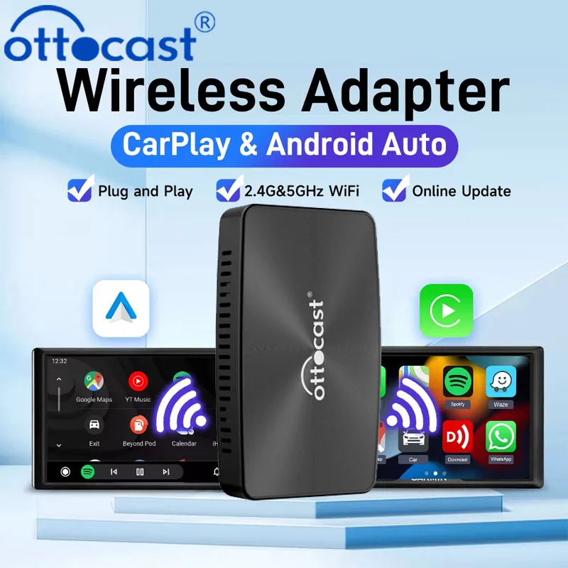 

Ottocast U2 X PRO 2 in 1 Wireless Carplay Adapter Android Auto USB Dongle Fast Connect Plug and Play for Cars with Wired Carplay