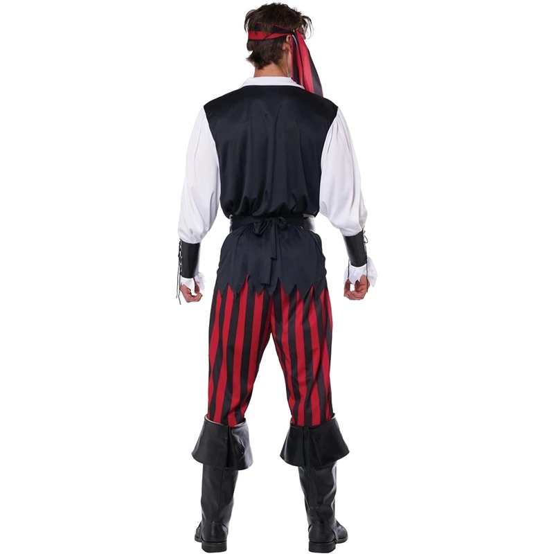 Halloween Pirate Costumes Pirate Bandana Eye Patch Tops Pants and Belt 5 Pcs Set for Cosplay & Party view 5