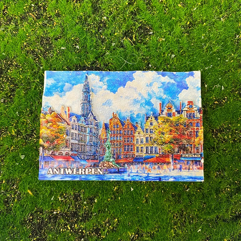 Belgium Travel Souvenirs Home Decor Crafts Gifts Antwerp, Street View 3D painted stereo refrigerator magnets